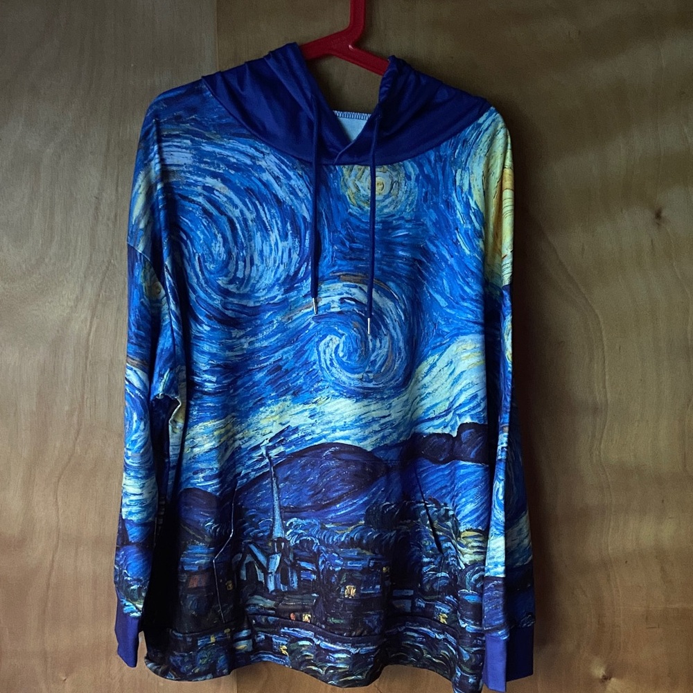 Men's Blue Starry Night Crewneck Hoodie Sweater